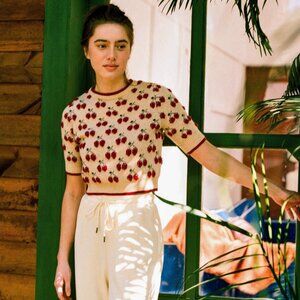 CIDER Cropped Cherry Sweater